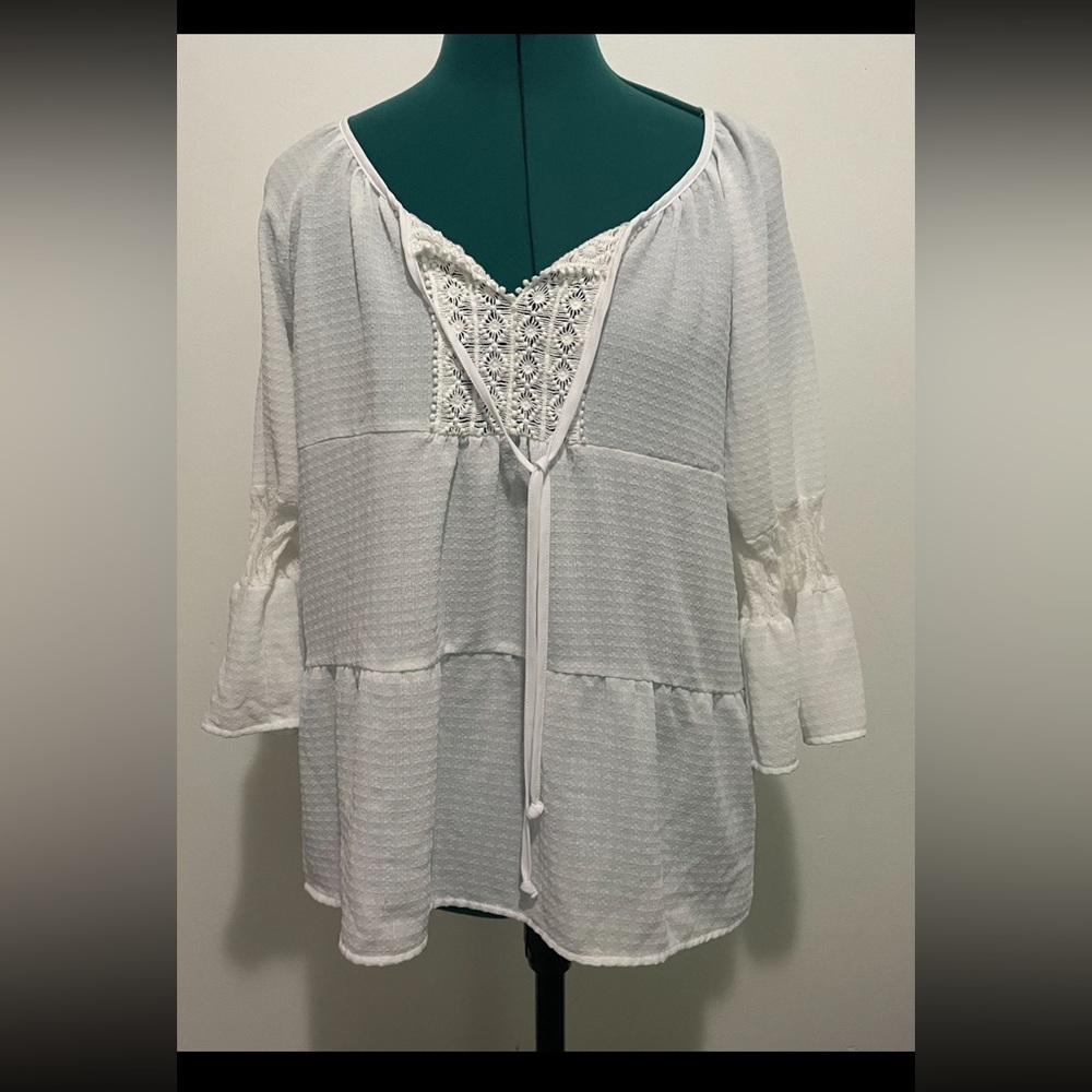 GNW white lace tunic blouse
